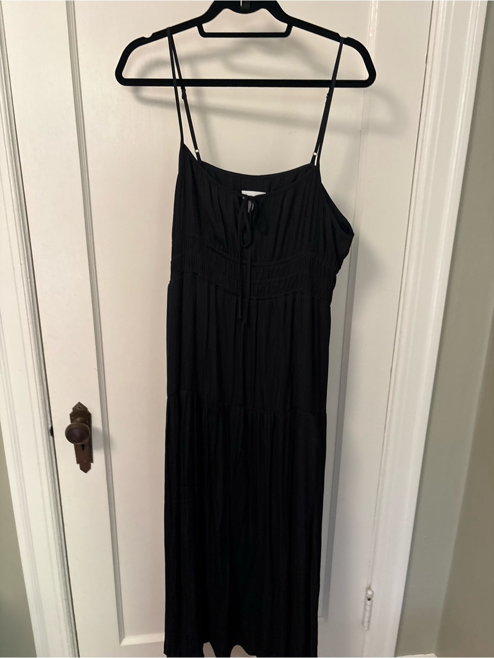 Women's Black Spaghetti Strap Maxi Dress - Elegant Everyday Style